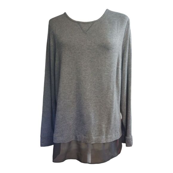 Robert Louis Pullover Knit With Chiffon Hem Size Large - Picture 1 of 6